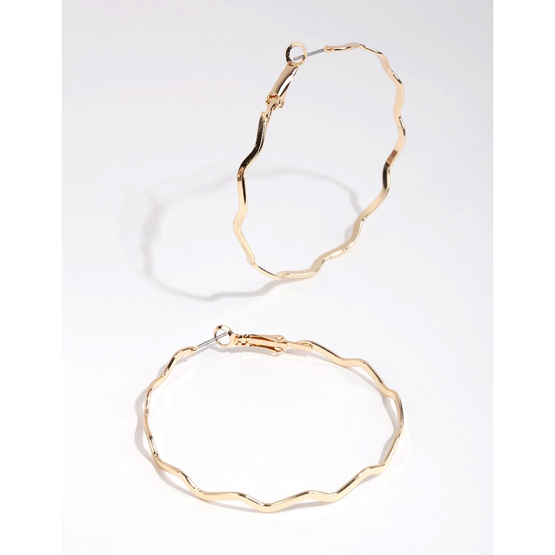Gold Wiggle Hoop Earrings|Default Title