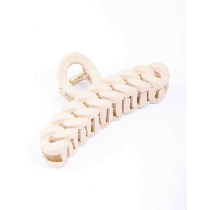 Neutral Coated Plaited Hair Claw Clip