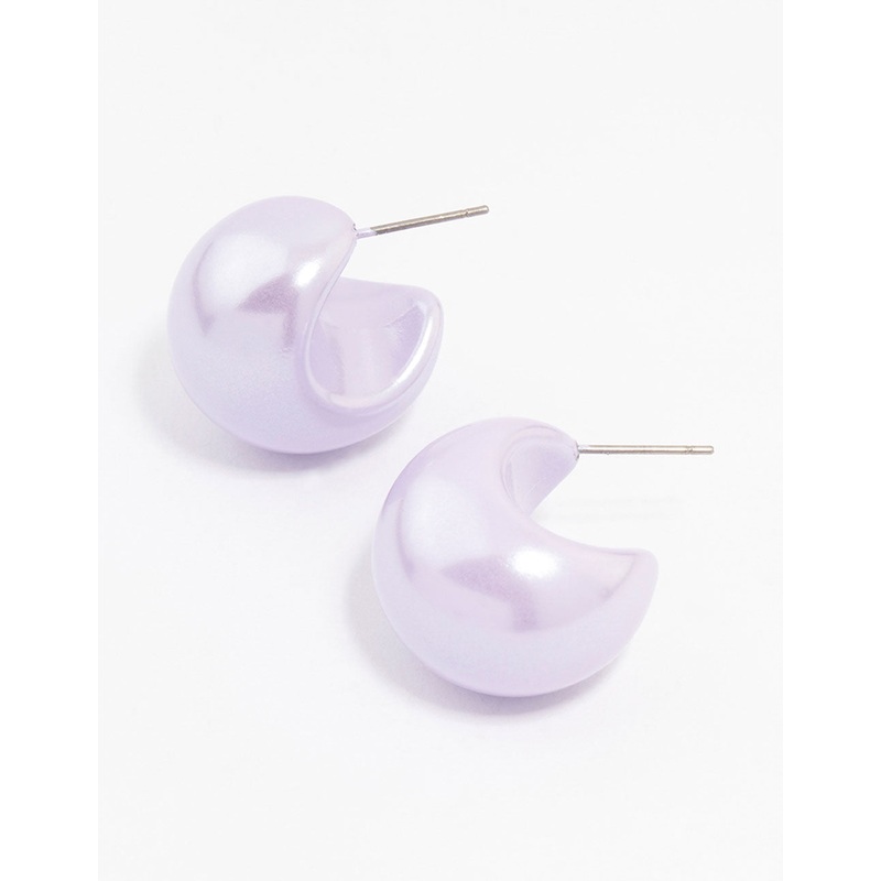 Pastel Purple Coated Bubble Hoop Earrings