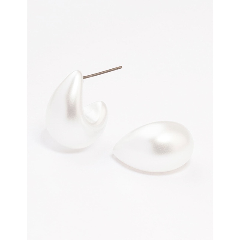 Pearlised Droplet Huggie Earrings