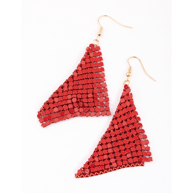 Red Basic Chainmail Drop Earrings