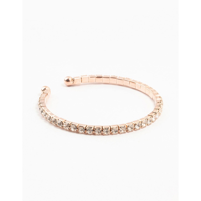 Rose Gold Diamante Cup Chain Wrist Cuff
