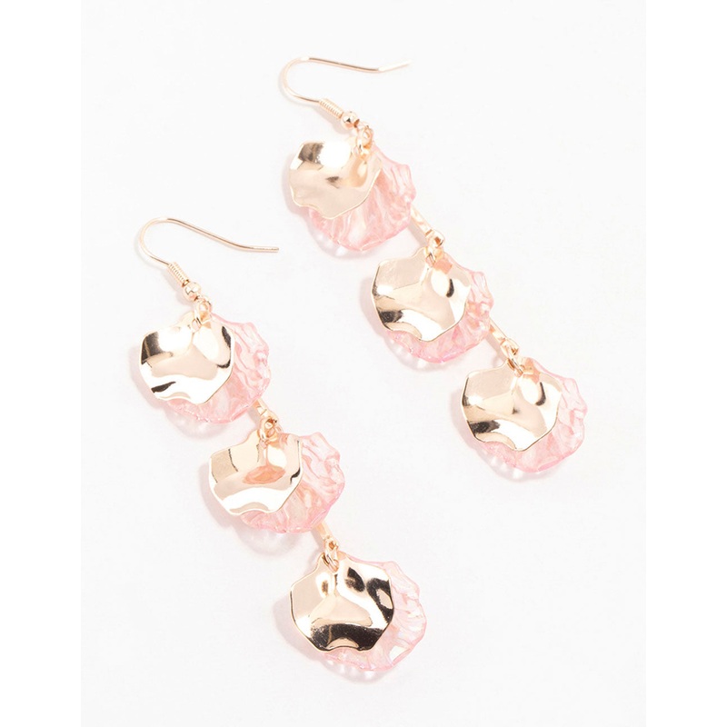 Rose Gold Holographic Petal Bar Drop Earrings