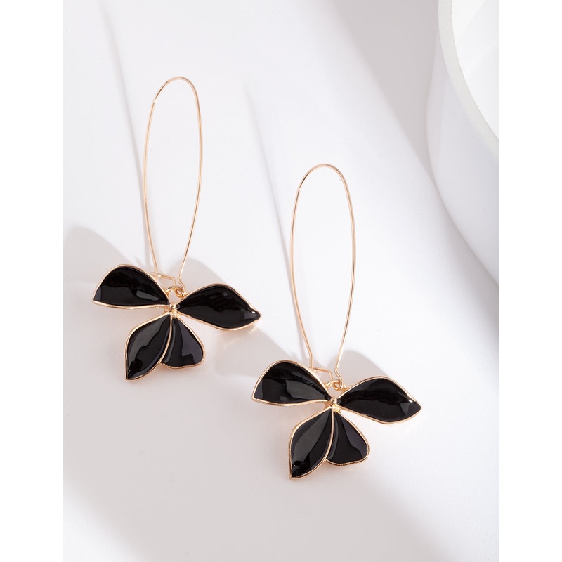 Black Gold Flower Earrings|Default Title