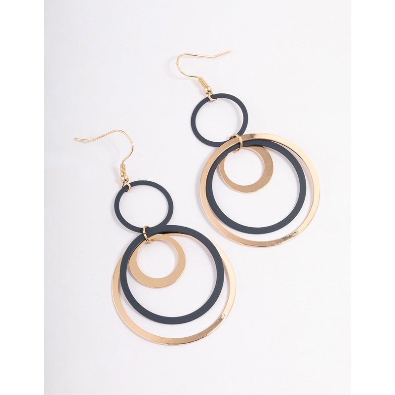 Blue Fine Multi Hoop Drop Earrings