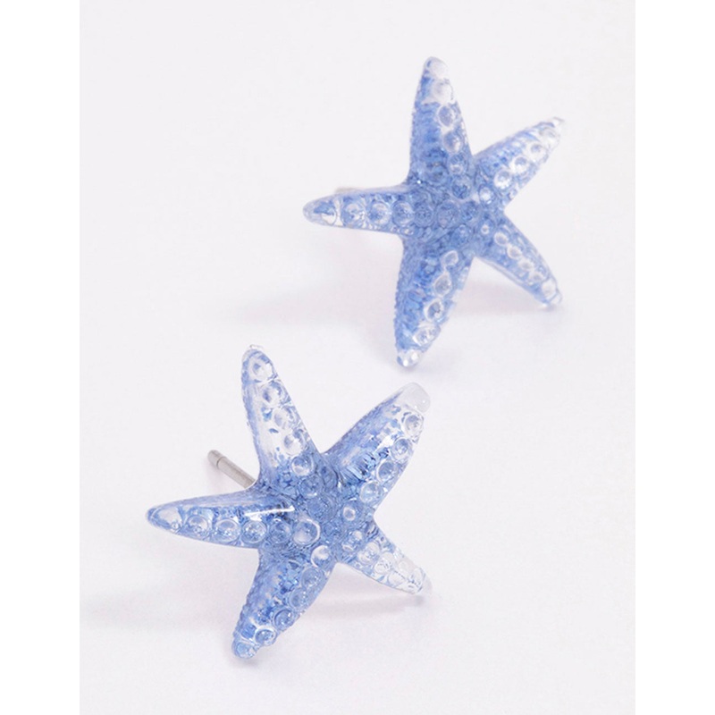 Blue Starfish Stud Earrings|Default Title