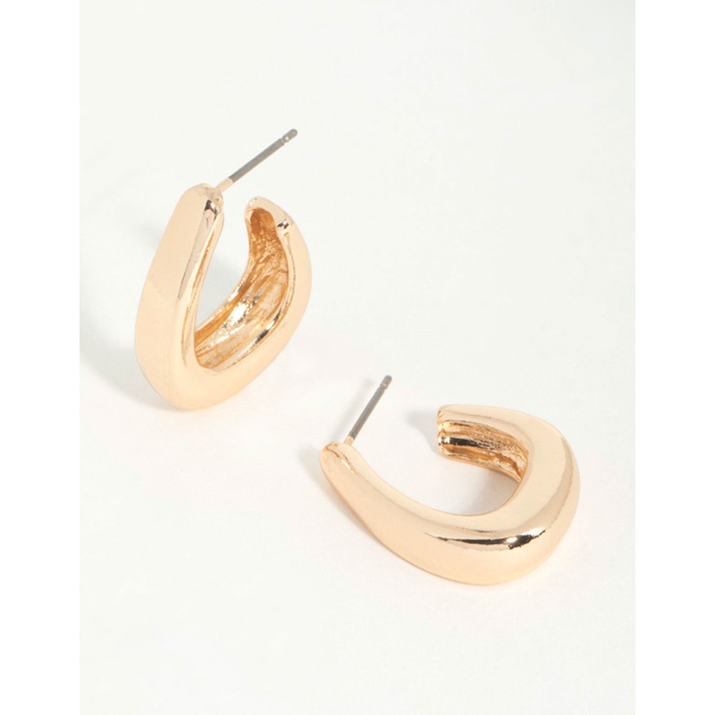 Gold Baguette Long Hoop Earrings