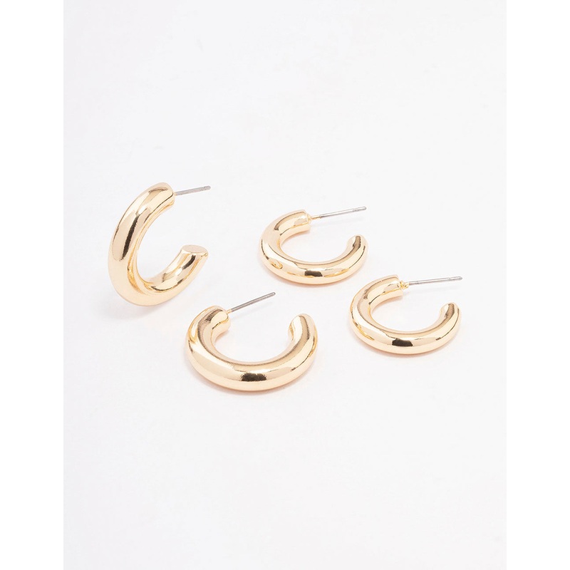 Gold Chubby Hoop Earring Pack|Default Title