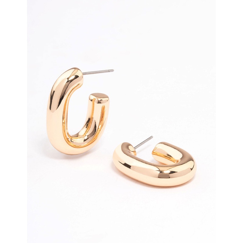 Gold Chubby Oval Hoop Earrings