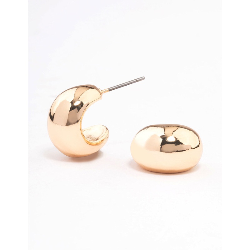 Gold Chubby Teardrop Huggie Earrings