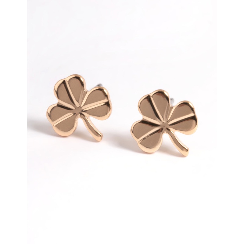 Gold Clover Stud Earrings|Default Title
