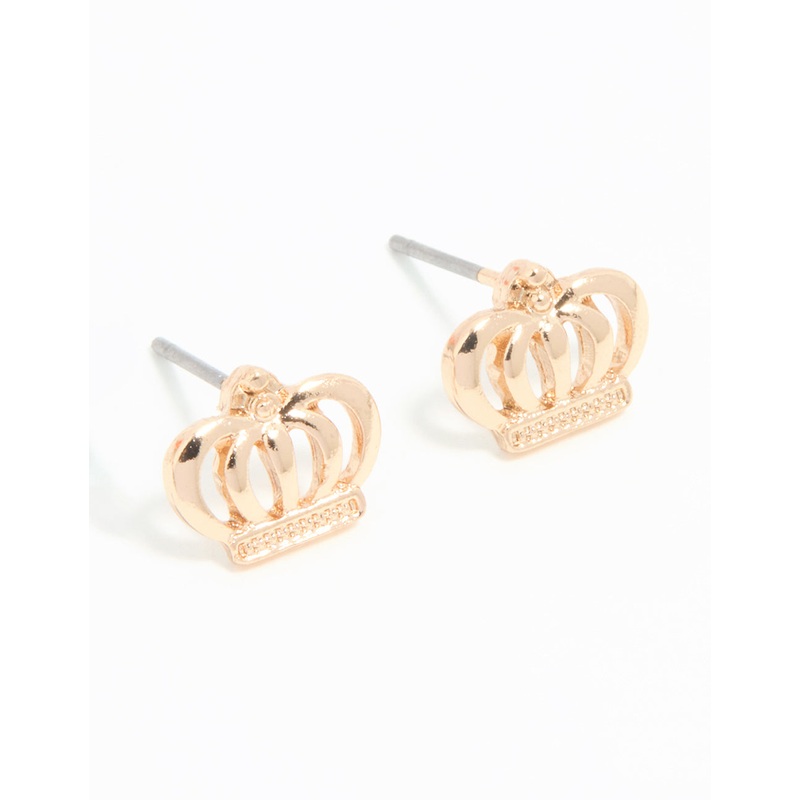 Gold Crown Stud Earrings|Default Title