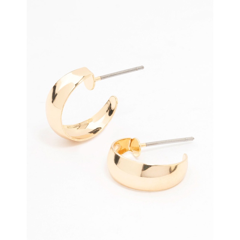 Gold Curved Huggie Earrings|Default Title
