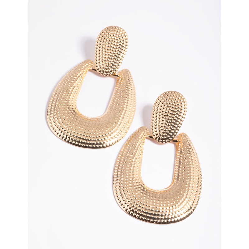 Gold Dot Textured & Drop Earrings
