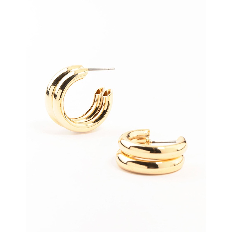 Gold Double Strand Bubble Hoop Earrings