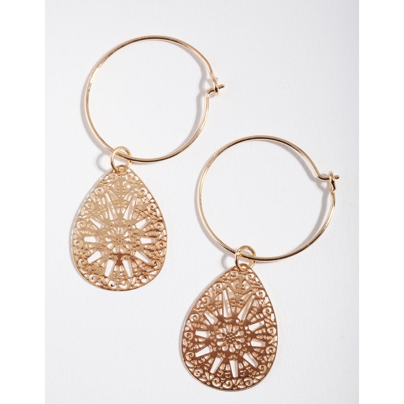 Gold Filigree Hoop Earrings|Default Title