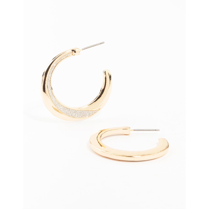 Gold Glitter Splice Hoop Earrings