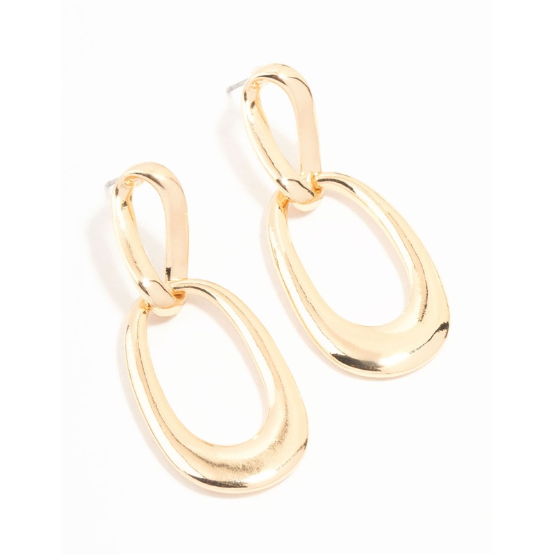 Gold Irregular Chain Link Drop Earrings