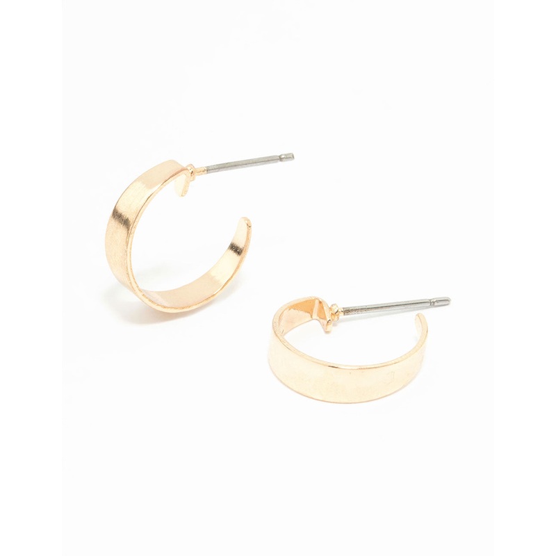 Gold Smooth Huggie Earrings|Default Title