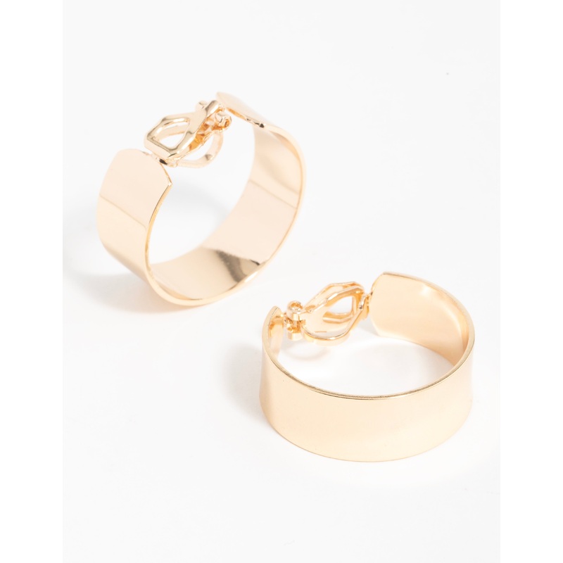 Gold Thick Flat Hoop Earrings|Default Title