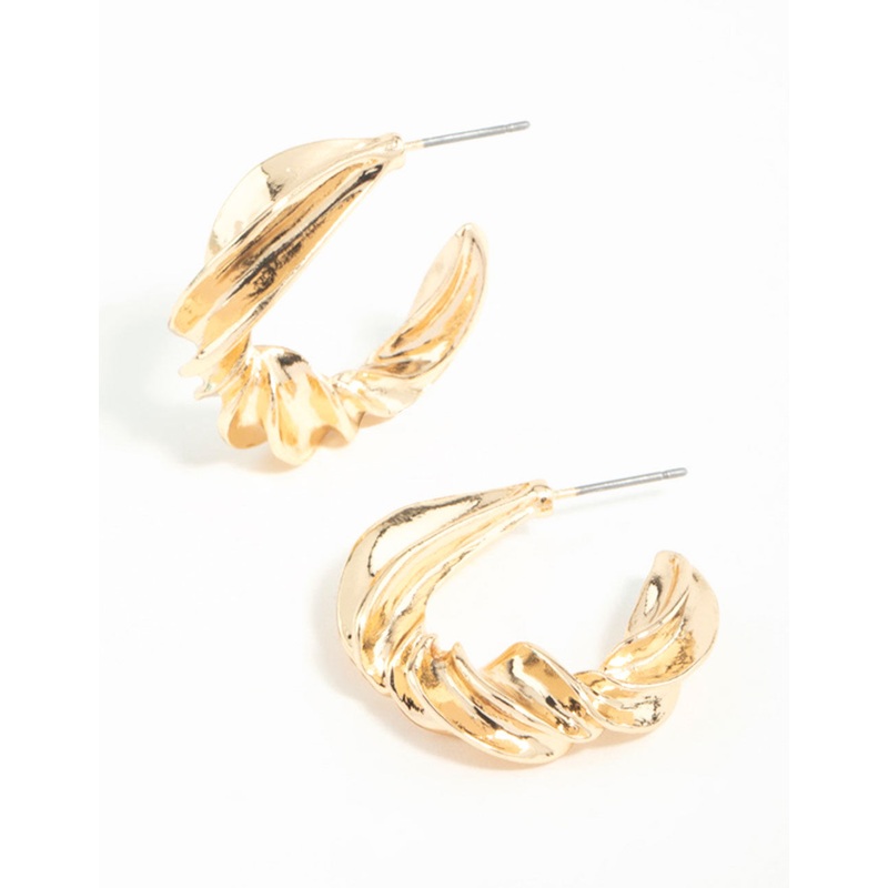 Gold Thick Twisted Hoop Earrings