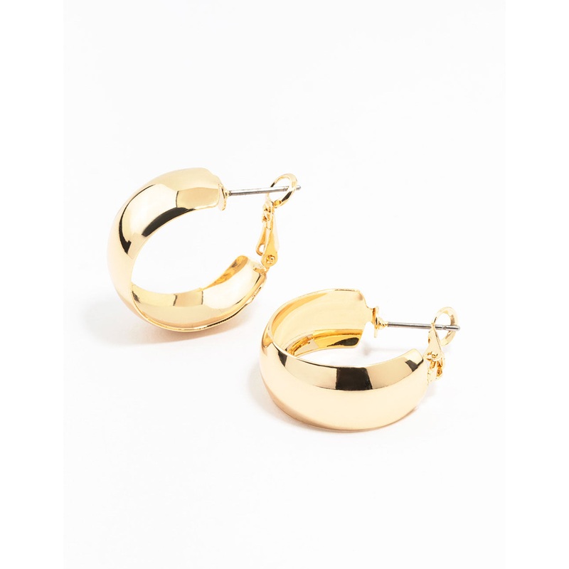 Gold Thin Wide Hoop Earrings|Default Title