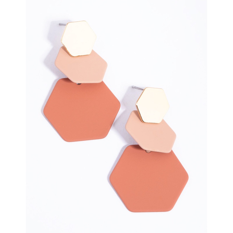 Matte Blush Hexagon Drop Earrings