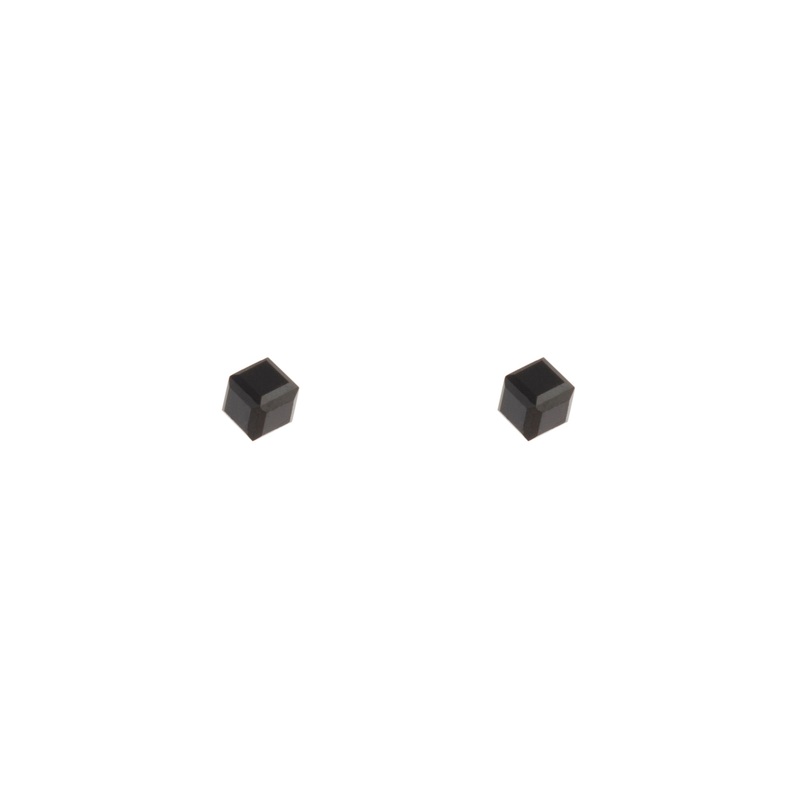Solid Black 3D Cube Stud Earrings