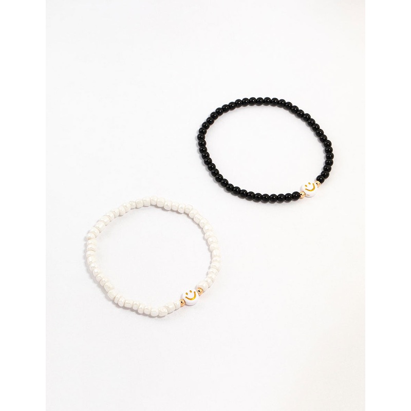 Beaded Smiley Face Bracelets 2-Pack