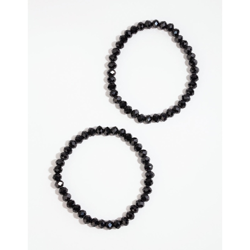 Black Facet Bead Bracelet Pack