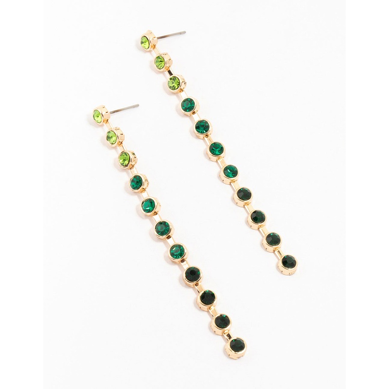 Black & Gold Circular Diamante Cascade Drop Earrings