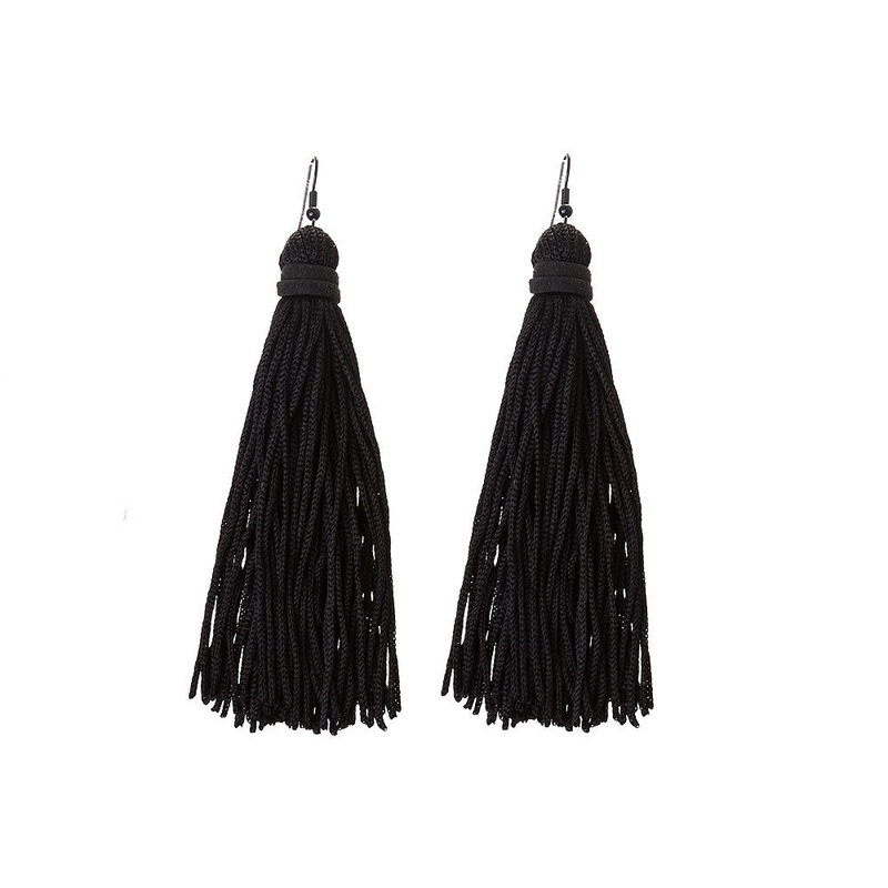 Black Tassel Earrings|Default Title