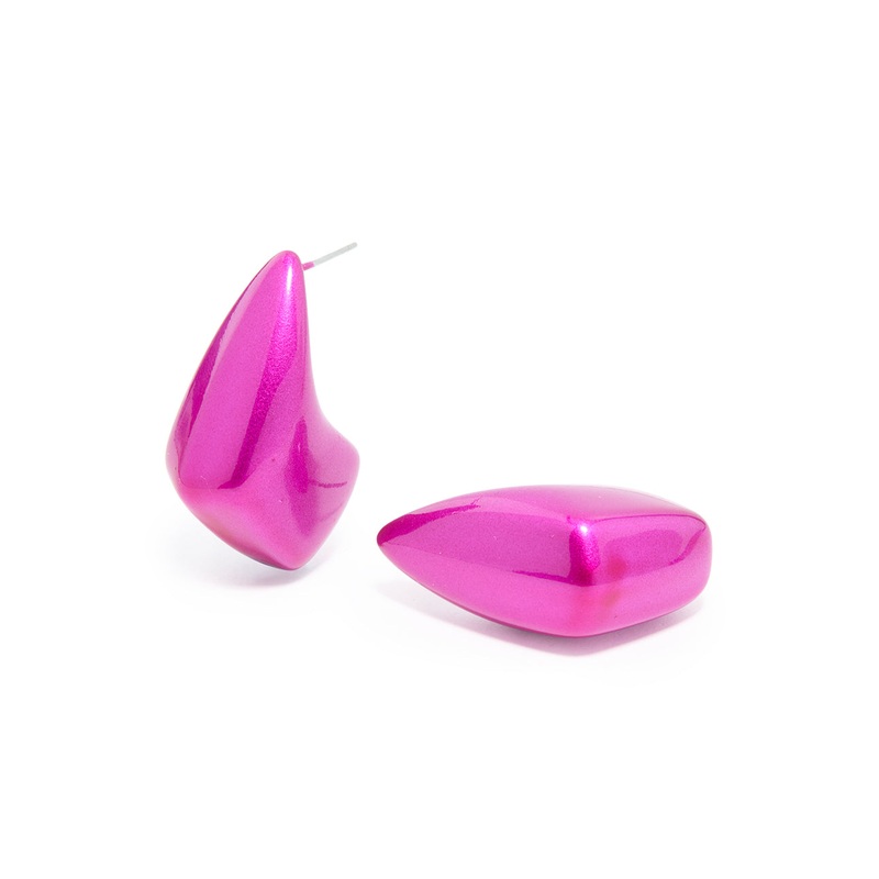 Fuschia Acrylic Bubble Geometric Hoop Earrings