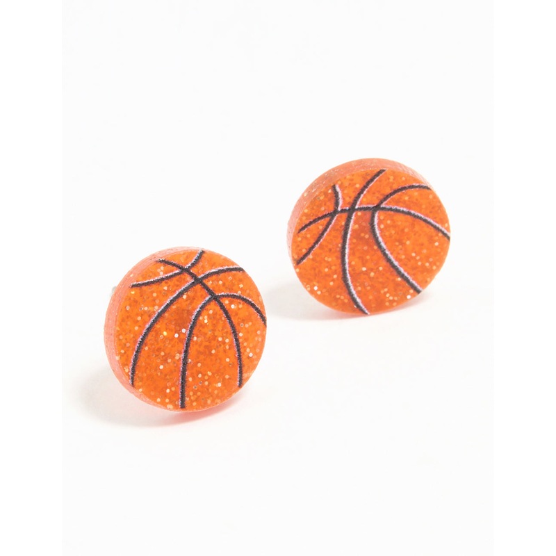 Gold Basketball Stud Earrings|Default Title