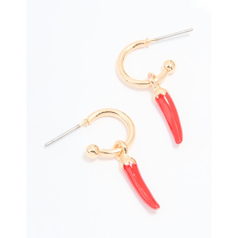 Gold Chilli Huggie Earrings|Default Title