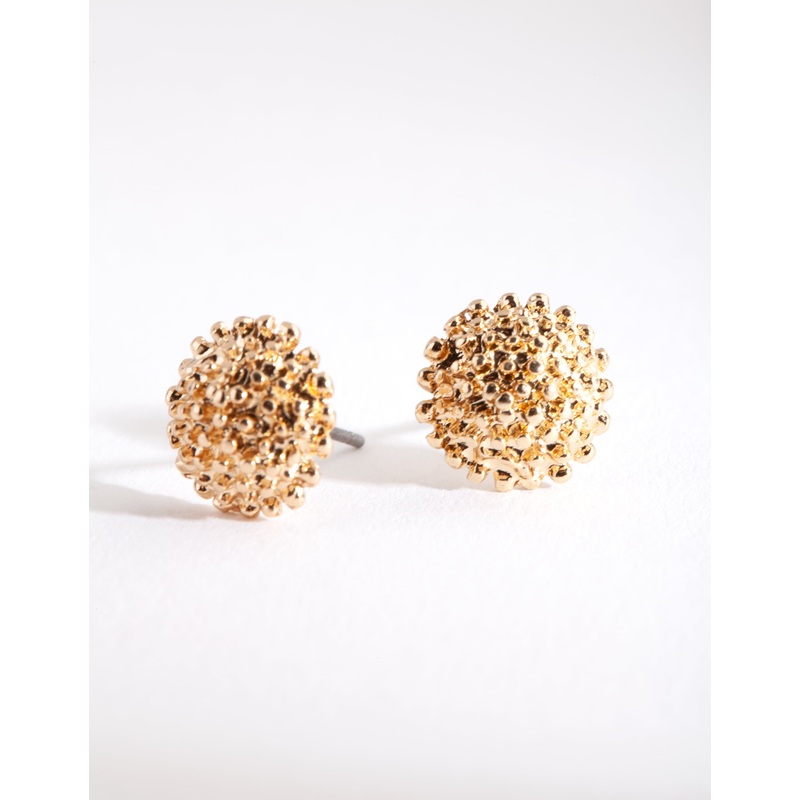 Gold Crater Stud Earrings|Default Title