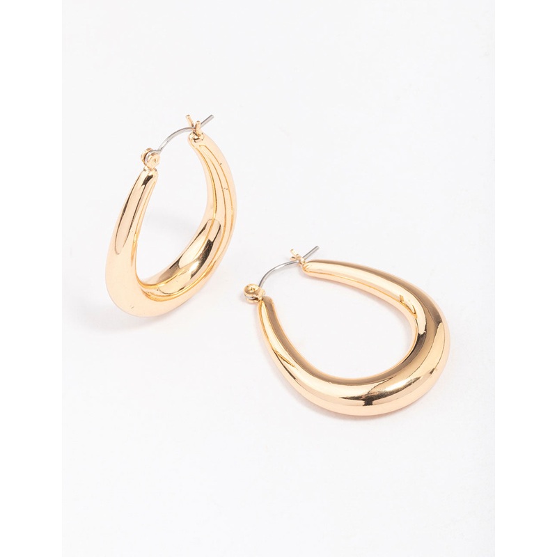Gold Cutout Pear Hoop Earrings