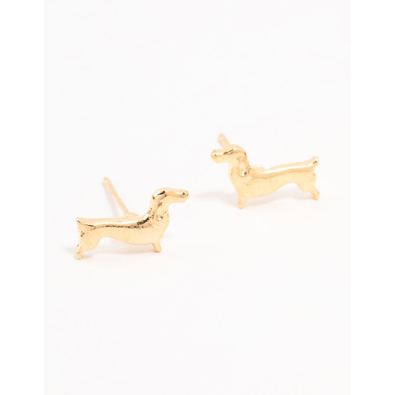 Gold Dachshund Stud Earrings|Default Title
