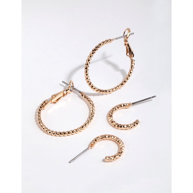 Gold Diamond Cut Hoop Earring Pack