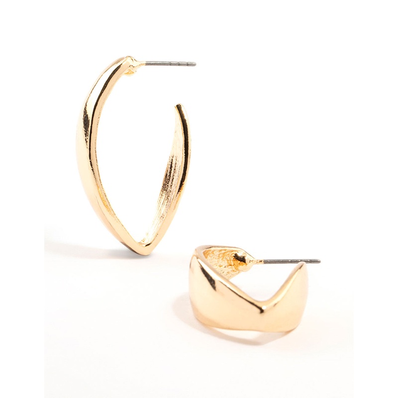 Gold Flat Morph Hoop Earrings|Default Title