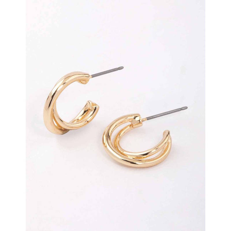Gold Interlaced Huggie Earrings