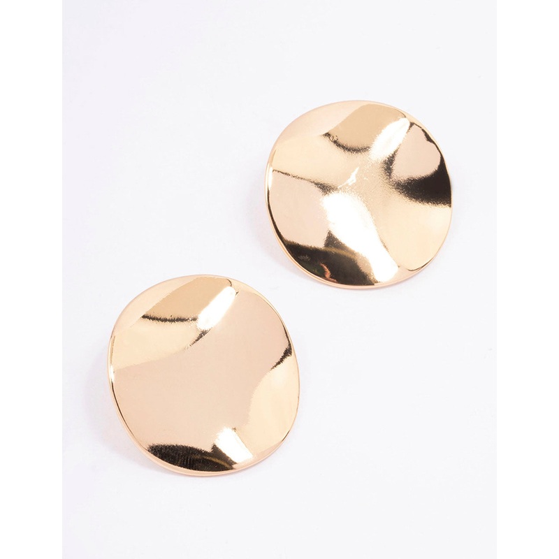 Gold Morphed Disc Stud Earrings