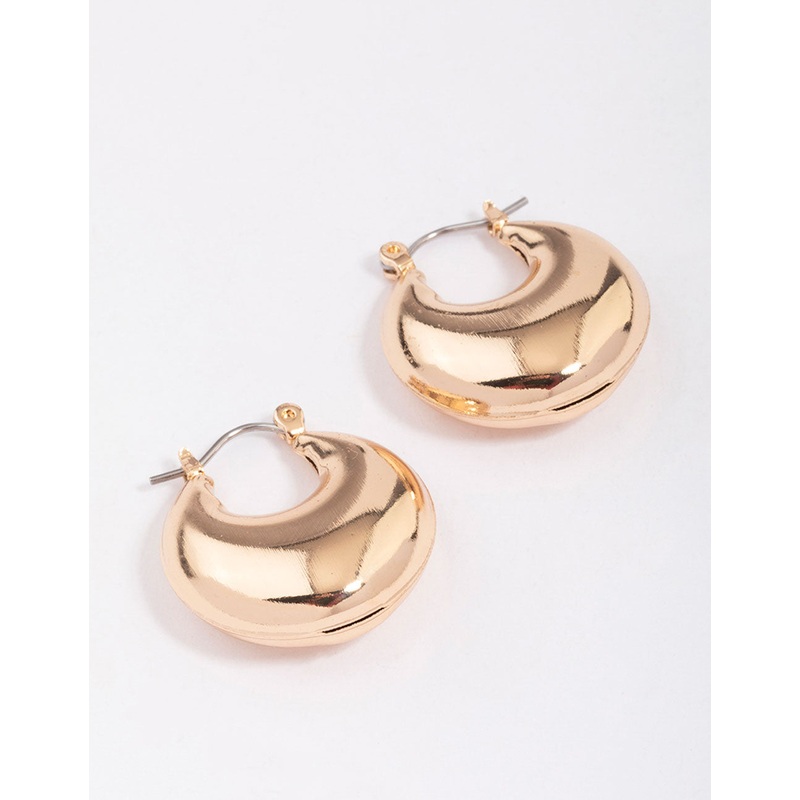 Gold Puffy Stretch Hoop Earrings