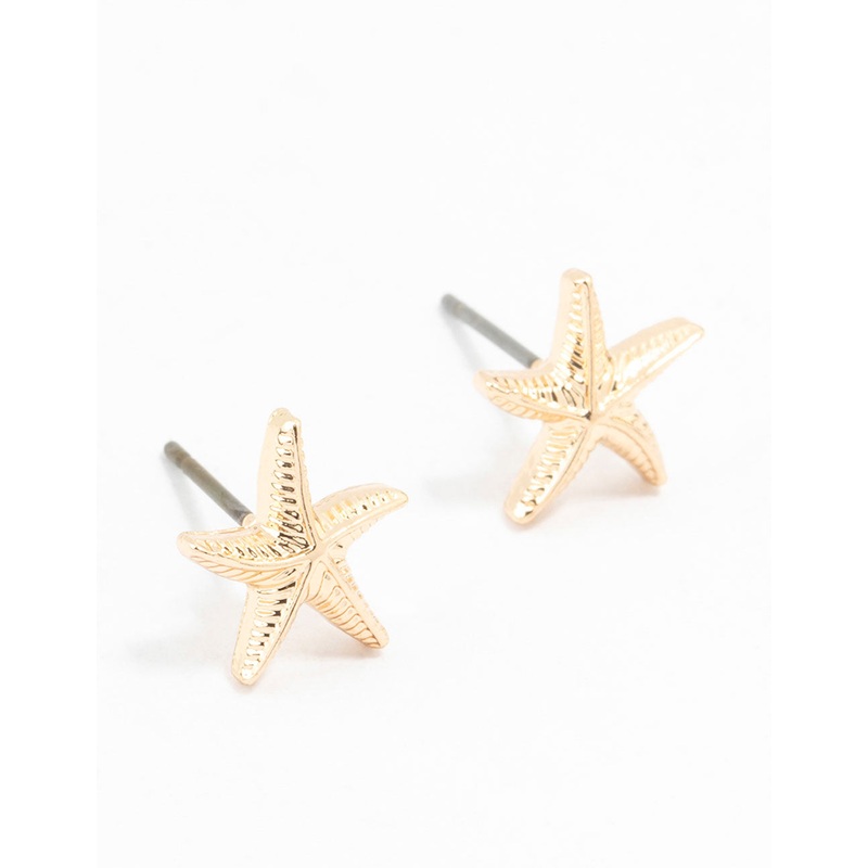 Gold Starfish Stud Earrings|Default Title