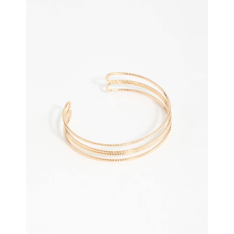 Gold Textured Wire Wrist Cuff|Default Title