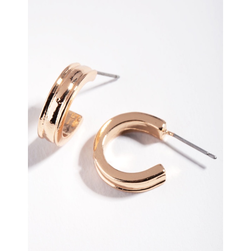 Gold Thick Centred Mini Hoop Earrings