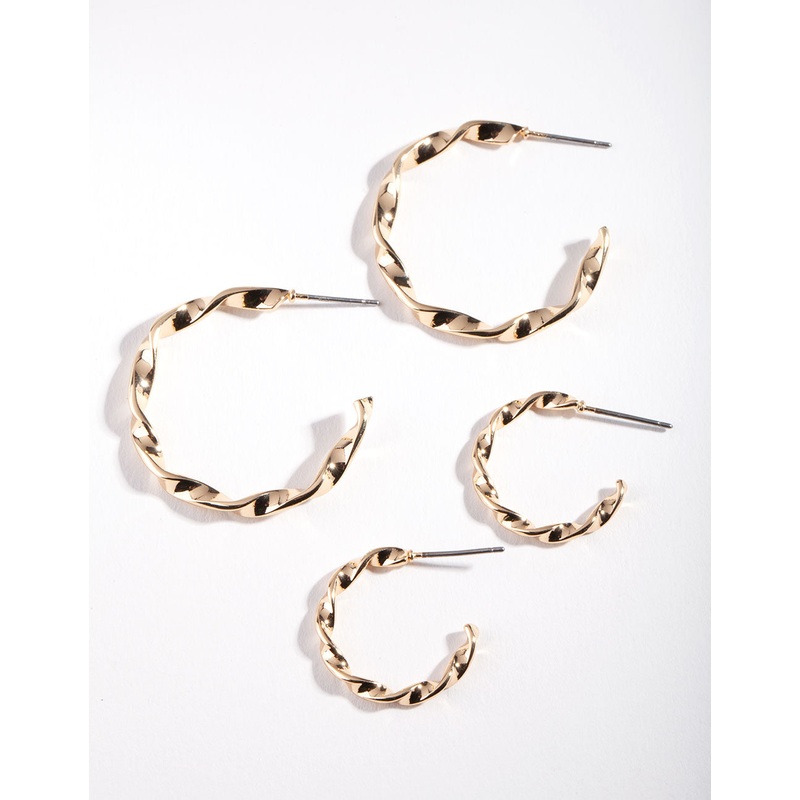 Gold Twisted Hoop Earring Pack