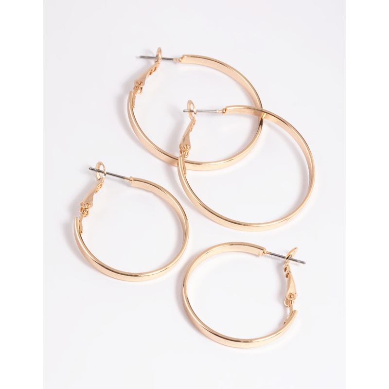 Gold Wide Hoop Earring Set|Default Title