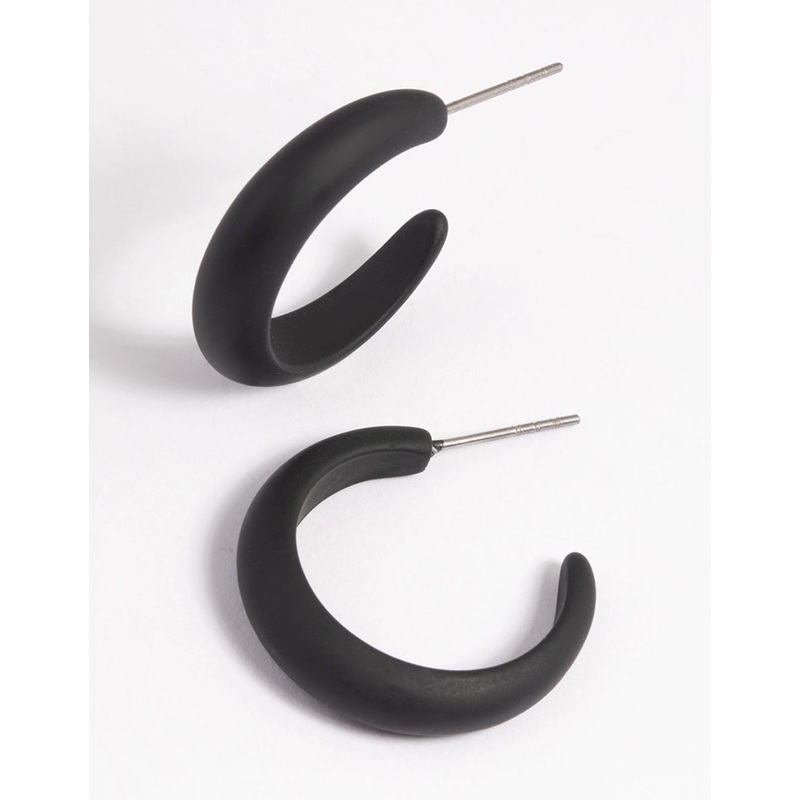 Matte Black Huggie Hoop Earrings