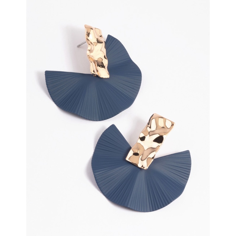 Navy Fan Drop Earrings|Default Title